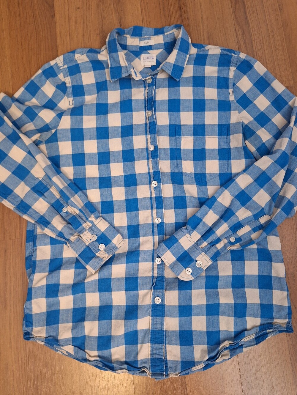 J Crew Button Down Long sleeve Shirt, Boy Fit, Plaid, Gingham